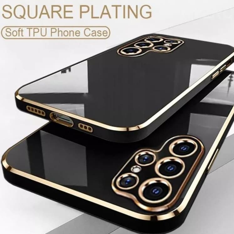 Capinha de Celular Borda Dourada Para Samsung A10/A11/A12/A13/A22/A30S/A32/A50/J5PRIME/J7PRIME