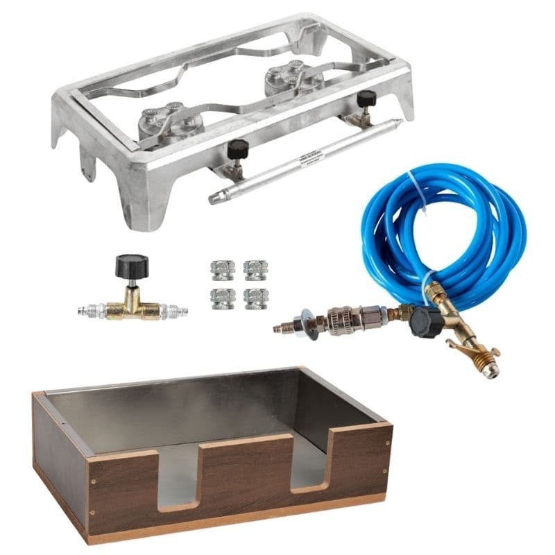 Kit Fogareiro Portátil 2 Bocas Com Kit Gás Rodoar Completo 3 Metros E Caixa Protetora