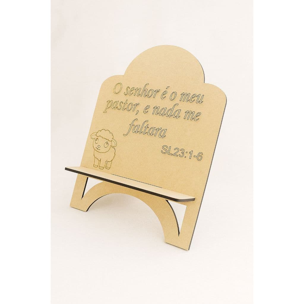 Porta Bíblia personalizado com versiculo MDF 4mm Cru – Arabesco Elegante – Suporte para Livros e Bíblia com frase