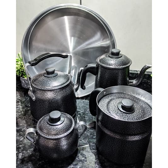 Kit café com 5 peças  Almar, conjunto com fervedor + bule+chaleira+forma+açucareiro