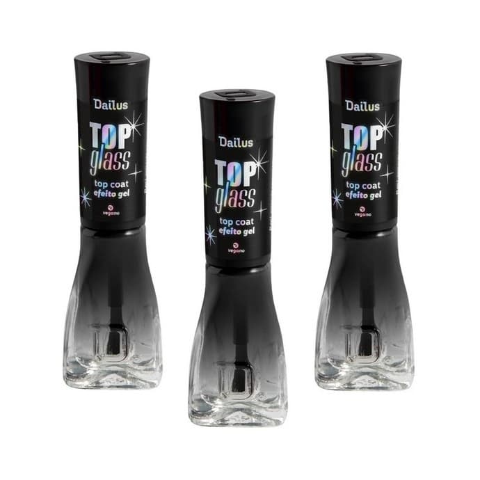 Esmalte Top Glass Dailus - Top Coat Efeito Verniz - 3 Unidades