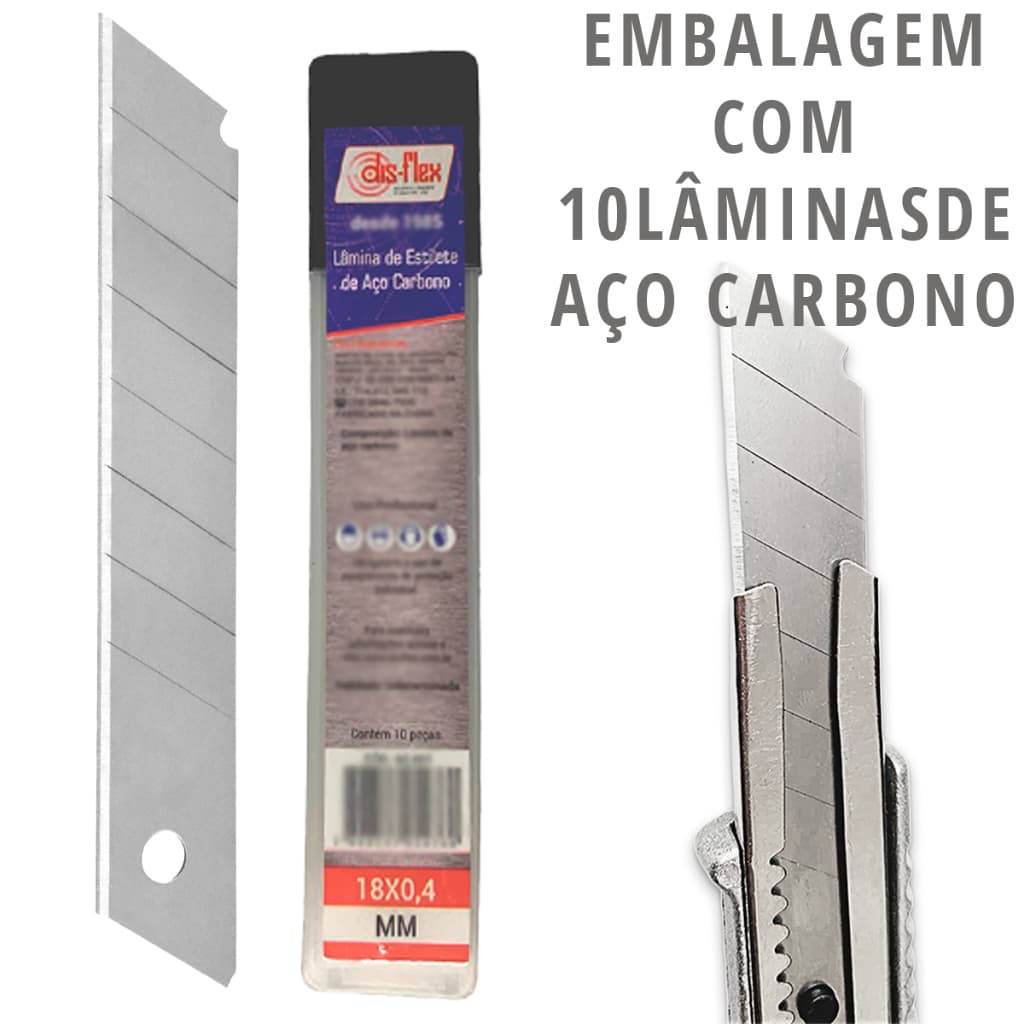 Lâmina Para Estilete 18mm Segmentada Espessura 0.6mm Compativel Com todos Modelos e Marcas