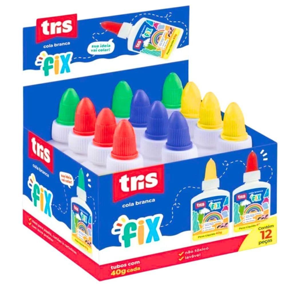 Kit 6/12 Cola Líquida Branca Escolar 40g Cola Branca Lavável Para Escola