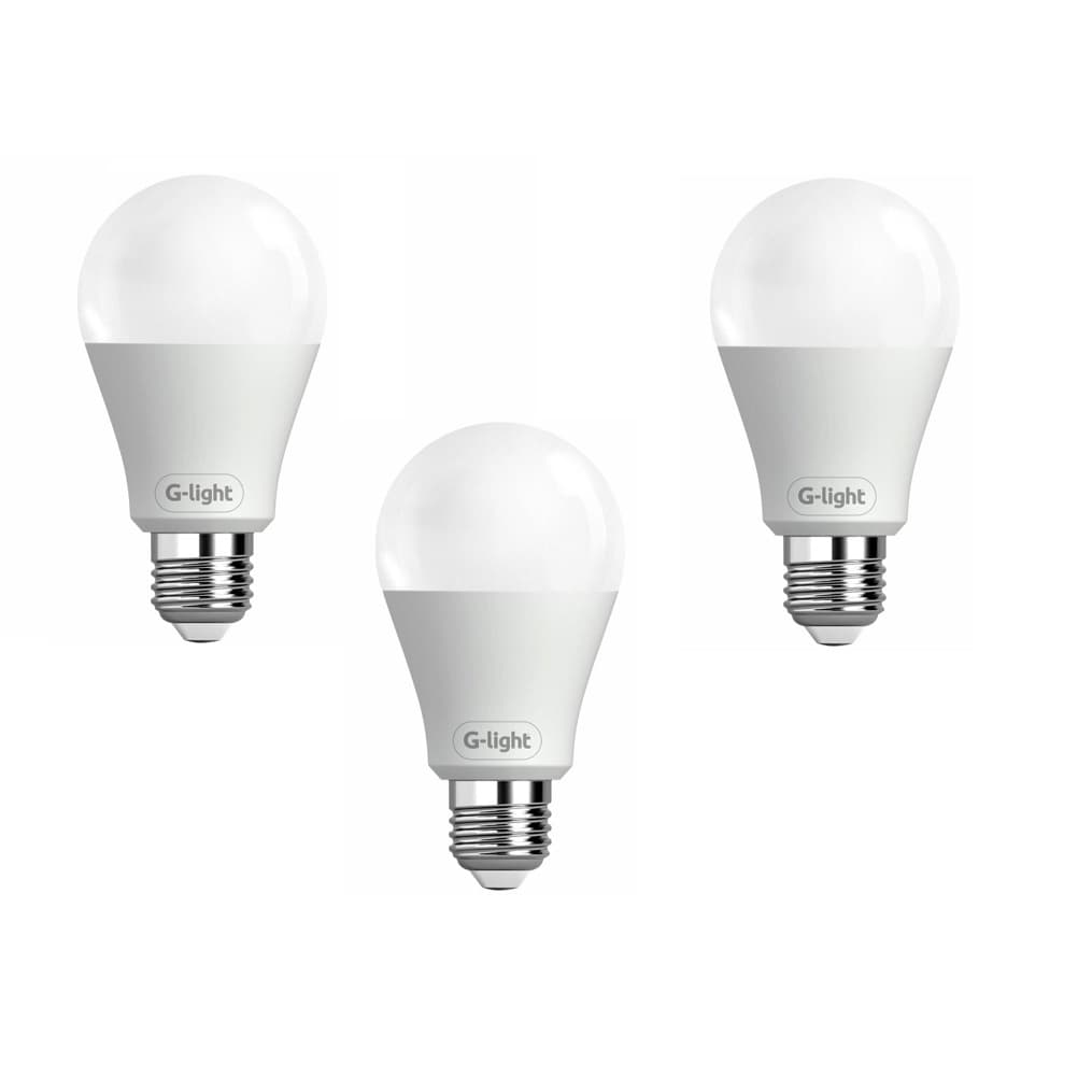 Kit 3 Lâmpadas LED Bulbo A60 E27 8W 6500K luz branca 12V camping energia solar eólica bateria carro G-light