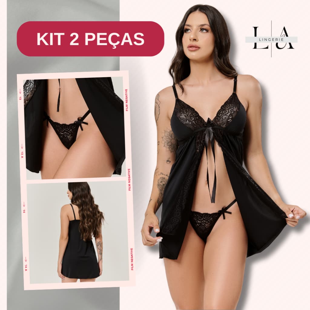Kit 2 Camisolas Renda Aberta + Calcinhas Brinde | Elegância e Conforto
