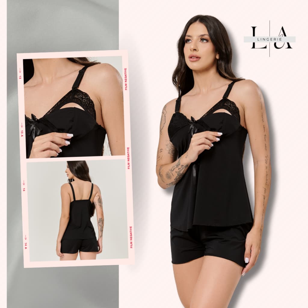 Pijama Amamentação Tecido Macio | Abertura Frontal, Estilo e Conforto no Pós-Parto