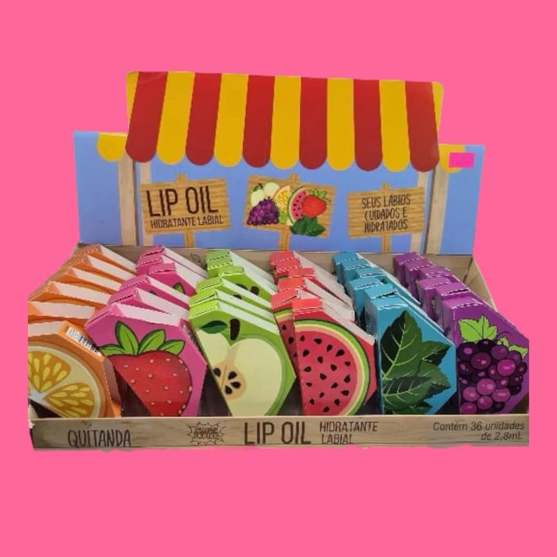 Lip Oil Quitanda da Super Poderes Frutas Gloss Com Cheirinho Hidratante Labial