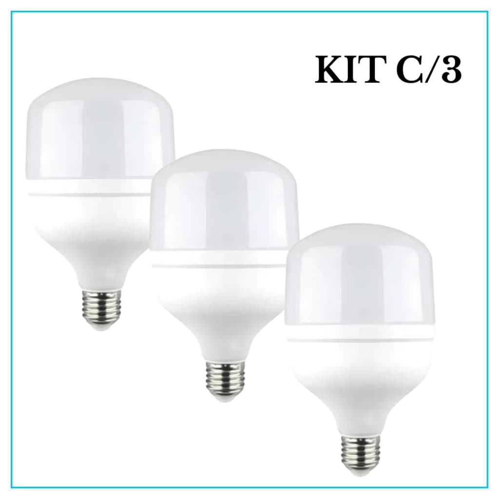 Kit 3 Lâmpadas Bulbo LED 40W – Iluminação Potente e Econômica