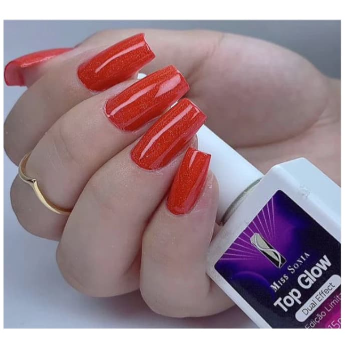 Top Coat Olho de Gato Glow Glitter Fino Bilho Refletivo Unha Gel 15ml