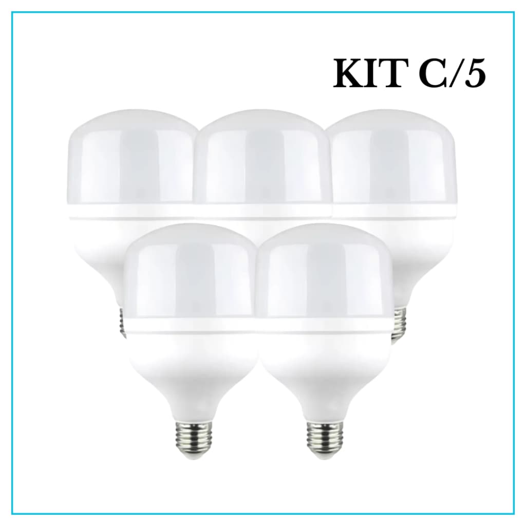 Kit 5 Lâmpadas Bulbo LED 40W – Iluminação Potente e Econômica