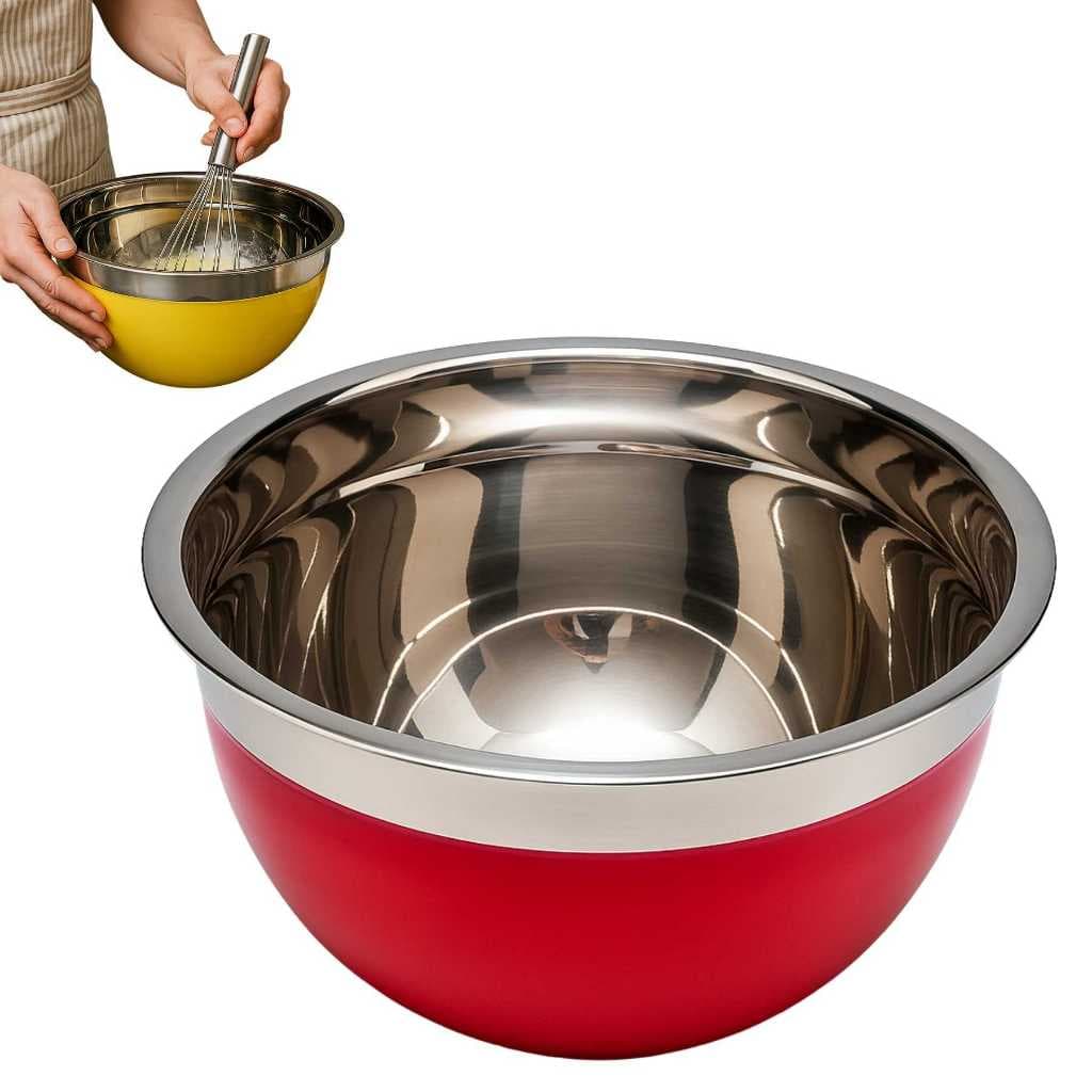 Tigela Inox Cores Sortidas 18cm Bowl Para Saladas Frutas e Sobremesas Misturar ou Servir 1 und.