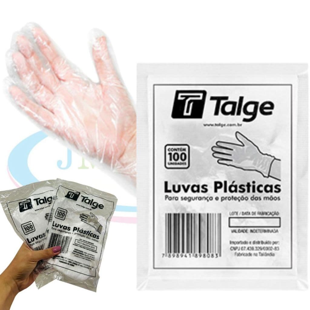 Luvas Plásticas Descartáveis 100 Unidades – Uso Doméstico, Limpeza, Alimentício | Tintura de Cabelo