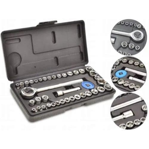 Kit De Ferramentas 40 Peças Jogo De Soquetes Chave Catraca Reversível Com Maleta Jogo Completo