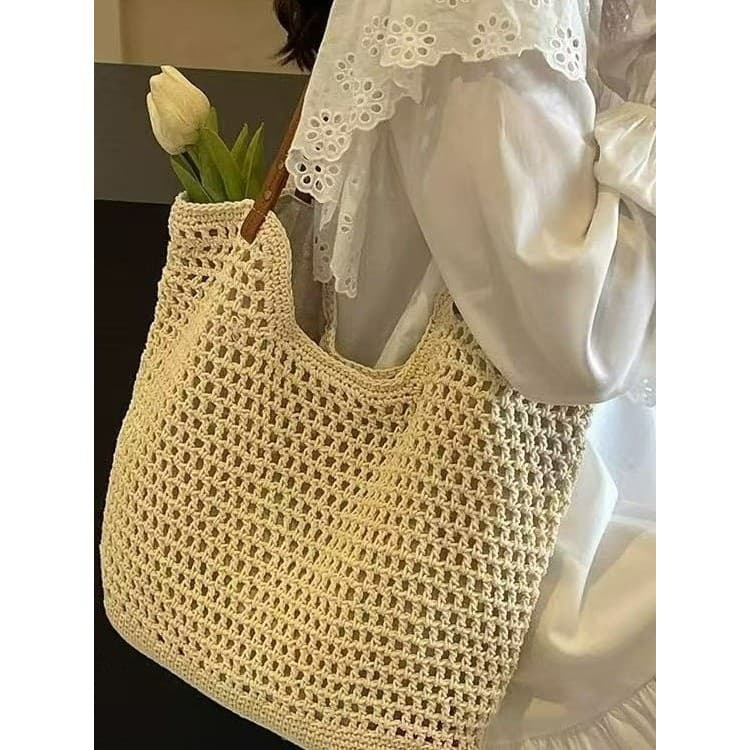 Novo Bolsa Ombro Artesanal Crochê Moda Casual