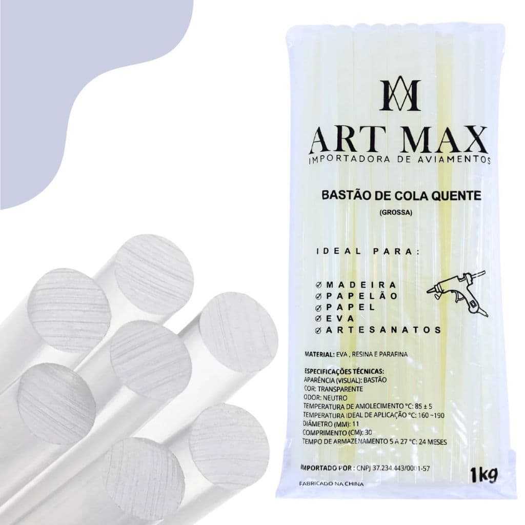 Pacote de Cola Quente Grossa Artmax Bastão Translúcida 1kg