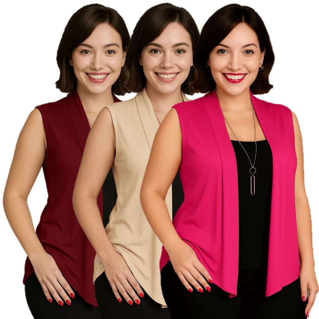 Colete Cardigan Sem Manga Feminino Soltinho Elegante Moda Tendência