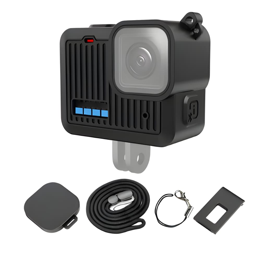 Capa de Silicone GoPro Hero 4k (2024) + Tampa para Lente + Cordão
