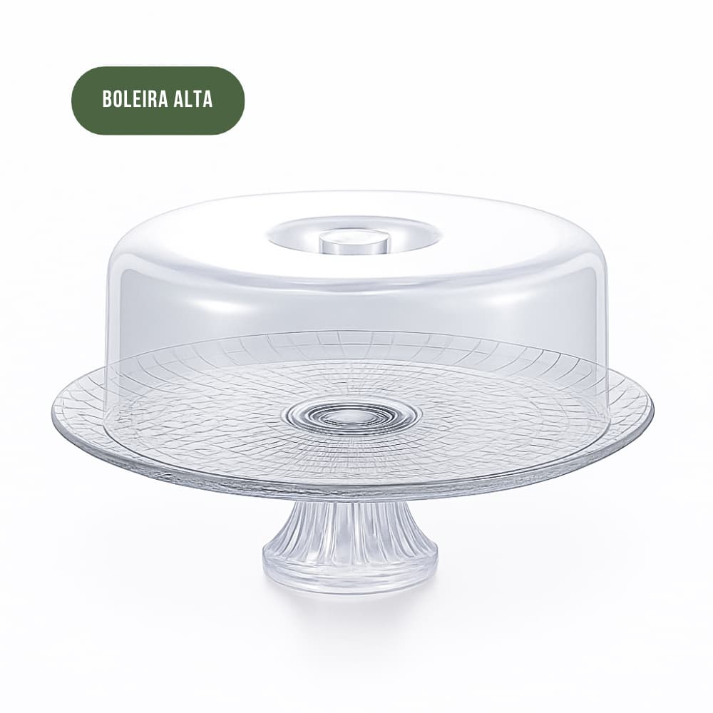 Boleira C/ Tampa Luxuosa Tortas Doces Cozinha Base Vidro Tampa Acrílico - Ruvolo New Gourmet