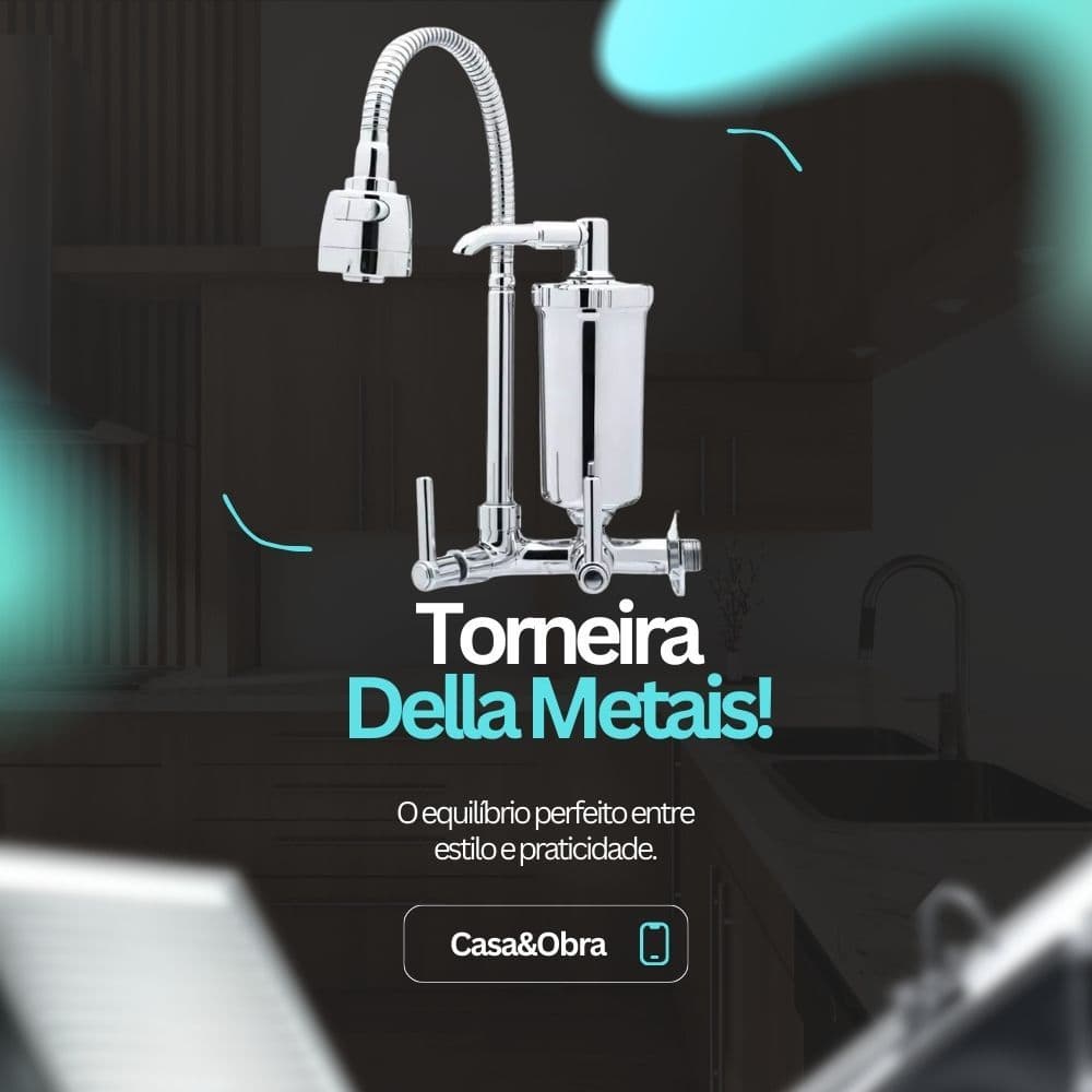 Torneira Com Filtro Gourmet Pia Cozinha Parede 1/4 De Volta Torneira de Luxo Della Metais