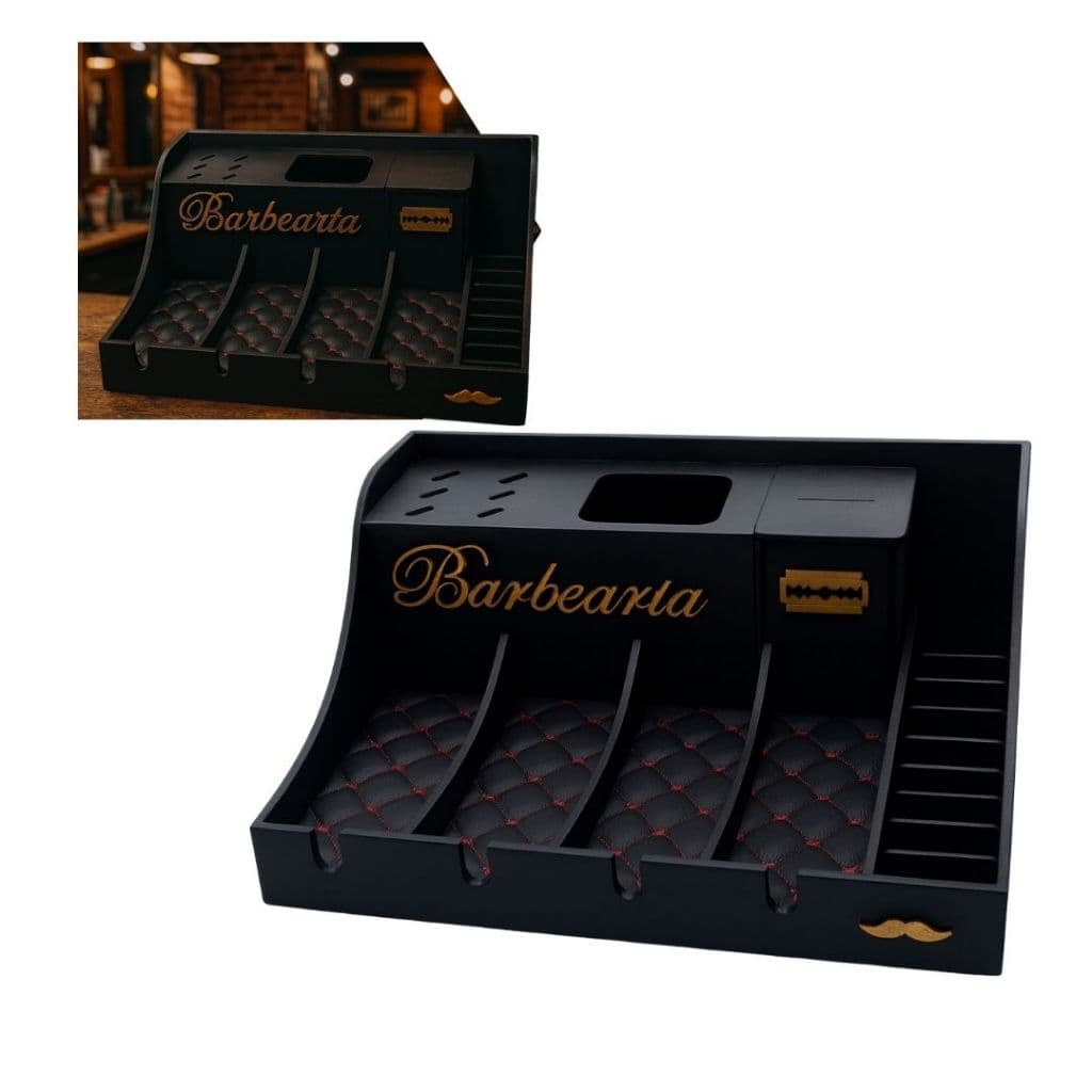 Organizador de Bancada Completo para 4 Máquinas Luxo para Babearia Barber Profissional