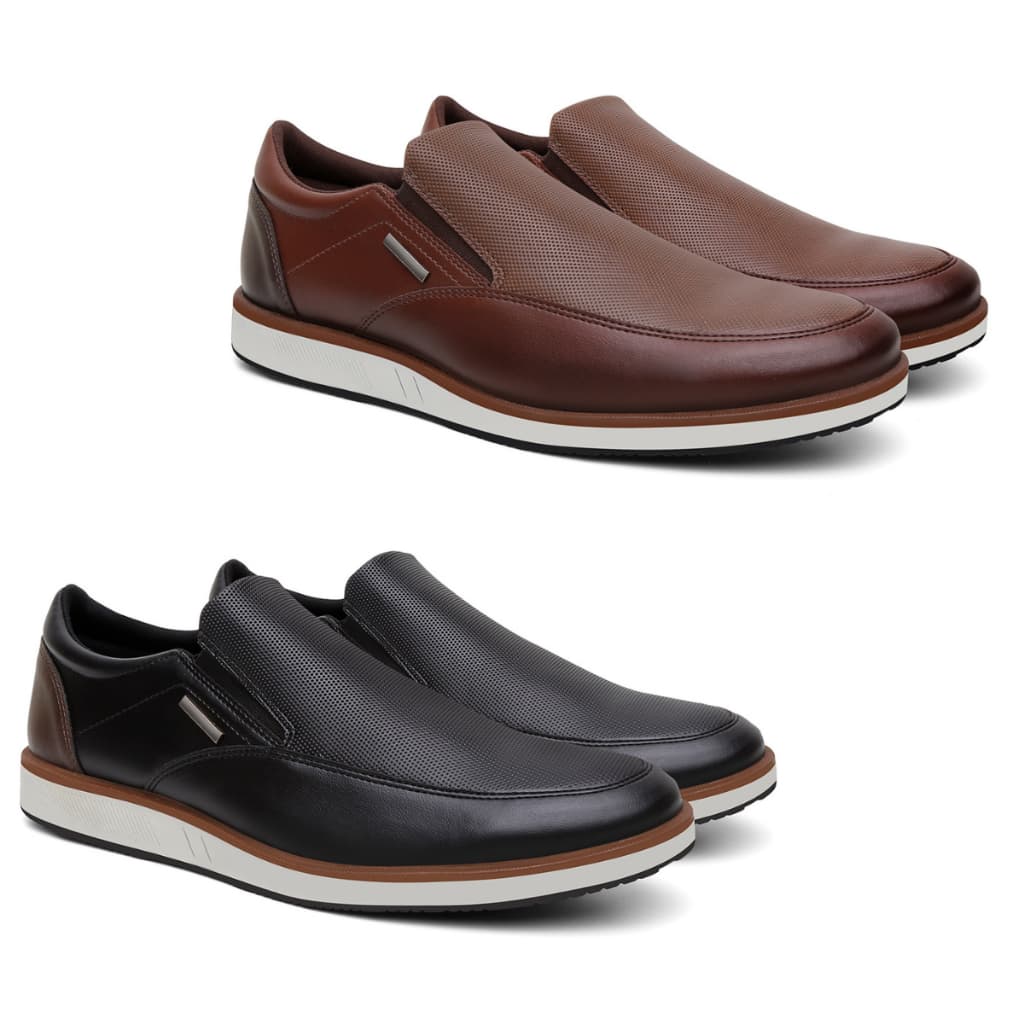 Kit 2 Tênis Masculinos Social Slip on Elegante Alto Padrão