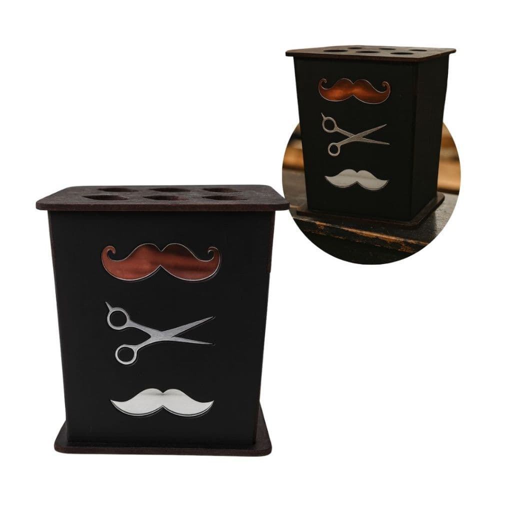 Suporte para Tesouras em MDF para Barbearia Organizador Decoração Prata