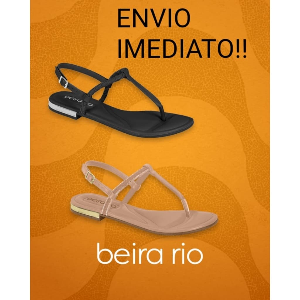 Sandália Rasteirinha Feminina Beira Rio Original Brilho Dedo Dia Dia Strass Conforto