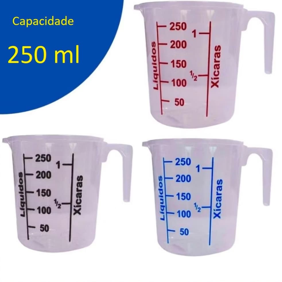 Jarra Medidora Graduada 250 ml Líquidos e 01 Xícara -Erca Plast