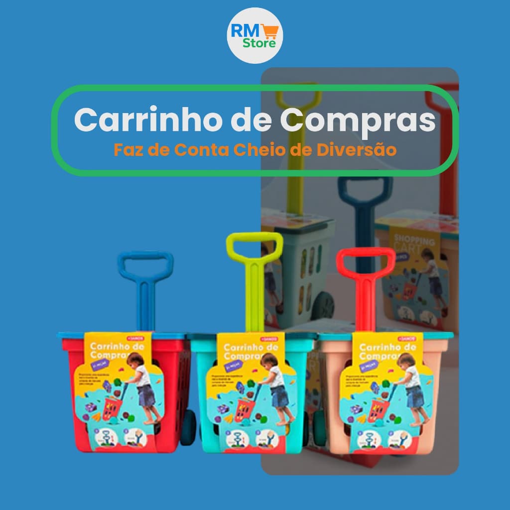 Brinquedo Carrinho de Compras Infantil 21 Peças – Faz de Conta Cheio de Diversão
