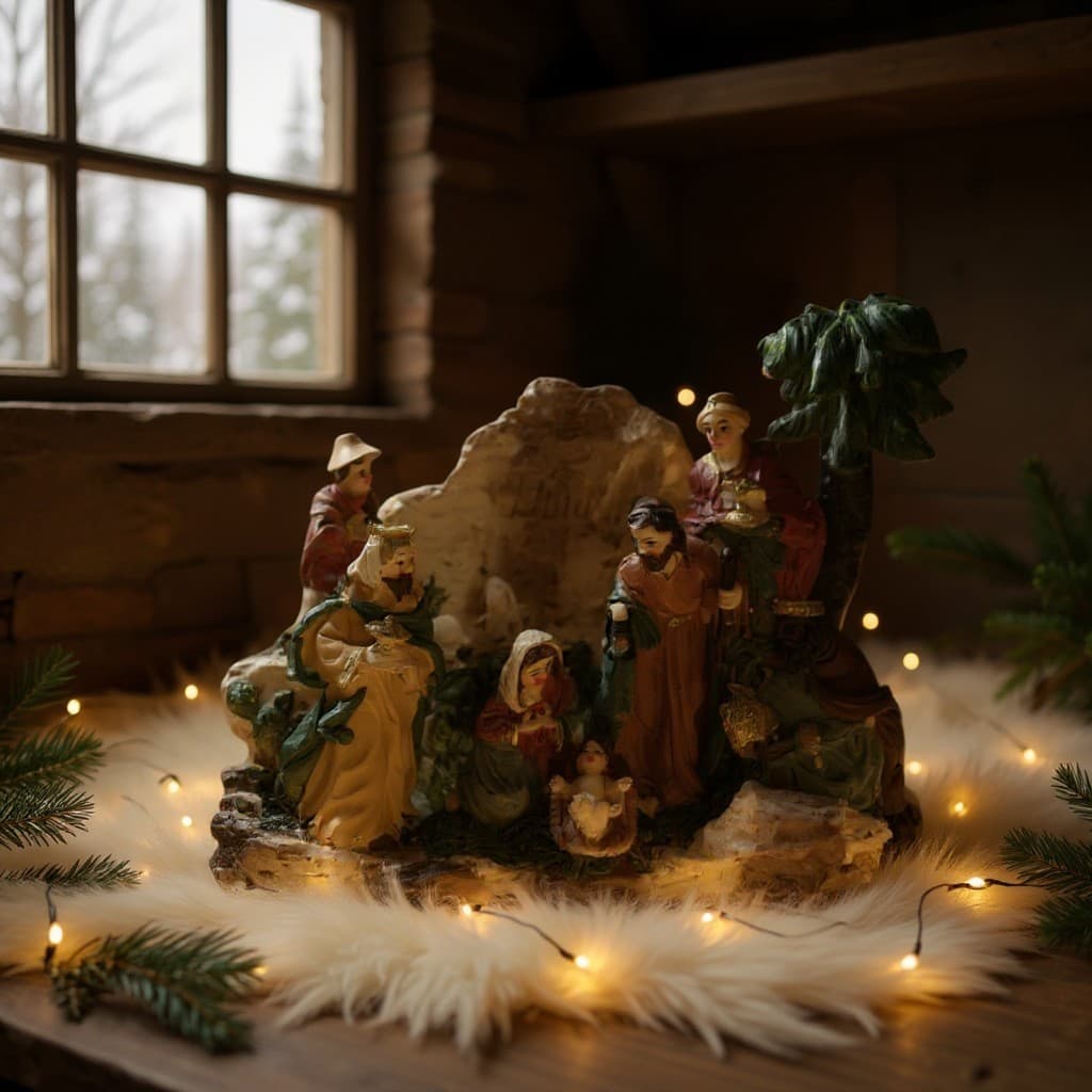 Presépio Nascimento de jesus natal encantado Decoração Natal Resina 8 cm