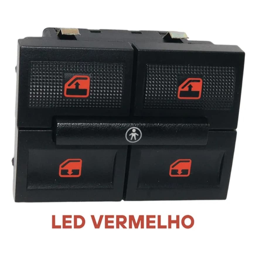 Botão De Vidro Eletrico Parati Gol G3 Duplo Com Bloqueio - Vermelho
