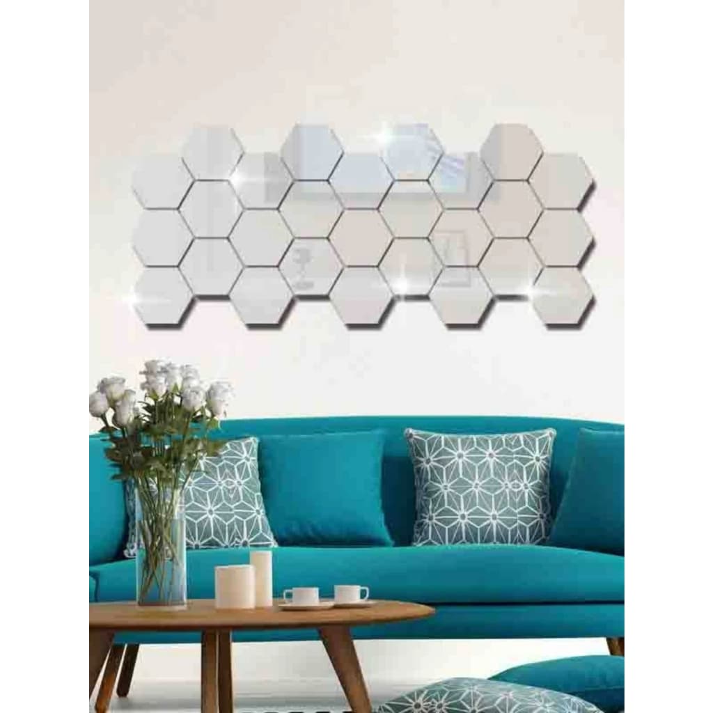 Kit Acrilicos Espelhado Hexagono Adesivo Decorativo Luxo Espelho 10, 20 ou 30 Peças