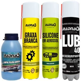 Kit 4 Produtos Revisão Automotiva Premium Radnaq - Protege, Limpa, Desengordura e da Brilho