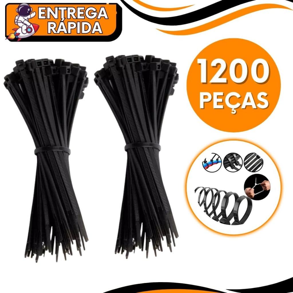 Jogo 1200 Abraçadeira de Nylon Enforca Gato Braçadeira Cintas Plásticas Super Resistente Presilha Diversas Medidas