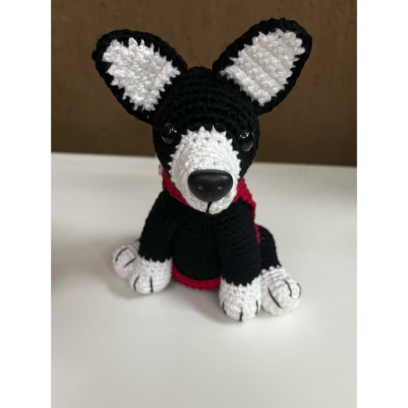 PRONTA ENTREGA Cachorro Raça Pinscher em Crochê Amigurumi Cachorrinho Pequeno Pet Cão Pelúcia Rosa Preto Bege