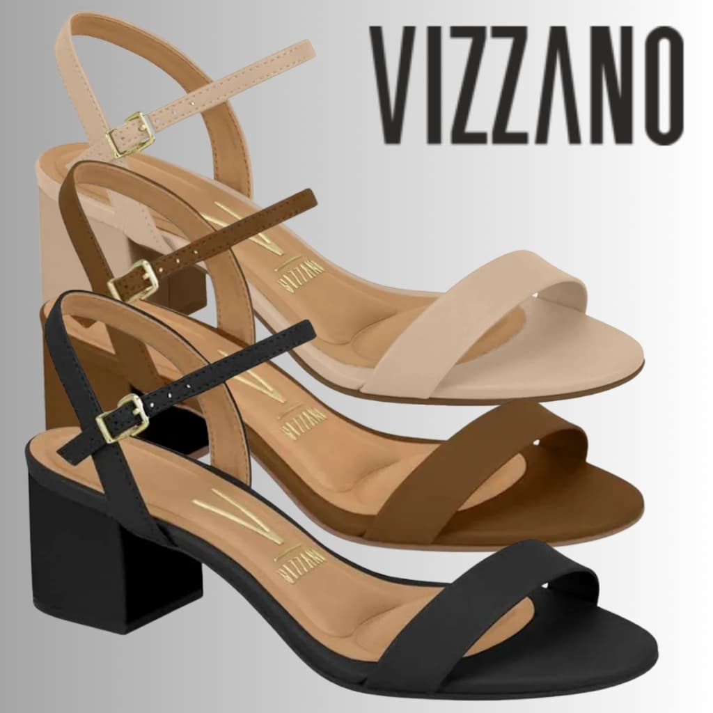 Sandalia Vizzano Feminina Salto Grosso Medio Palmilha Comfy | Lançamento! | Original Vizzano!