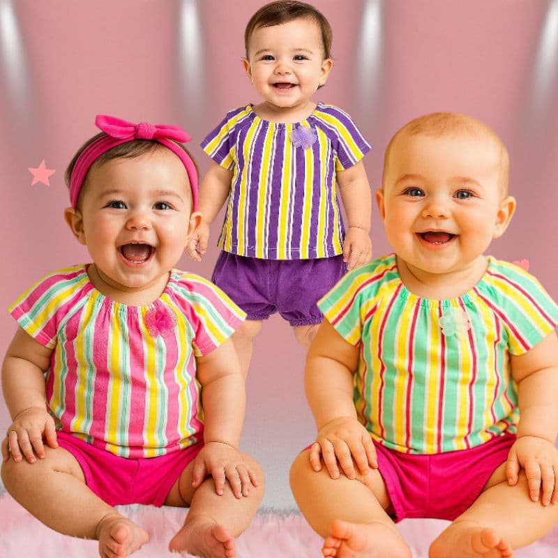 Conjunto Baby Bebê Menina Camisa e Short Infantil Roupa de Bebe Menina