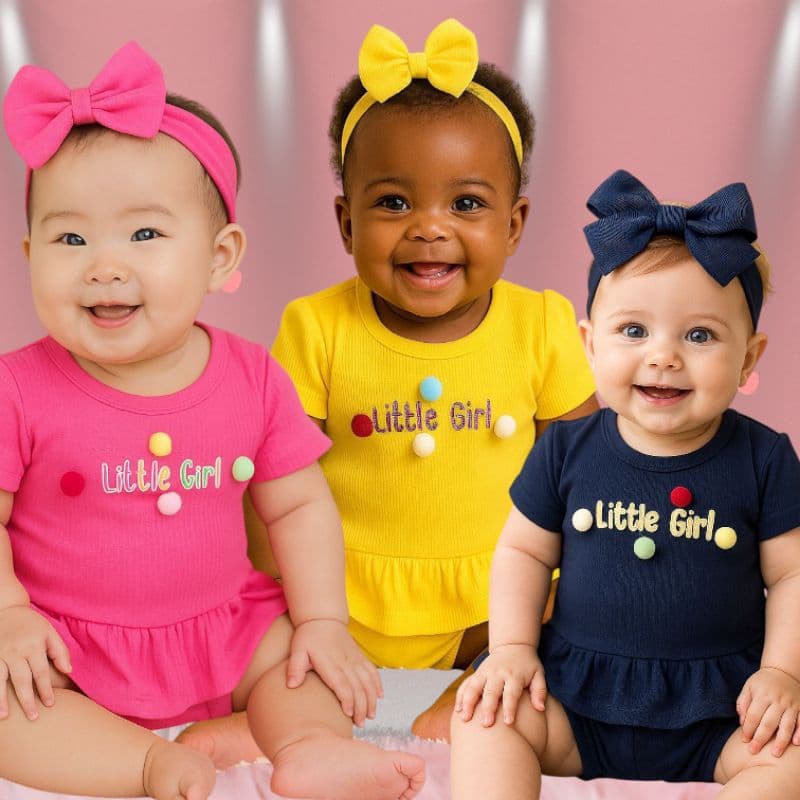 Conjunto de Bebê para Menina Baby Verão Duas Peças Infantil Roupa de Bebe Menina