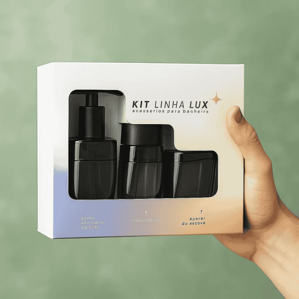 Kit dispenser Banheiro Porta Escova Saboneteira Porta Algodão