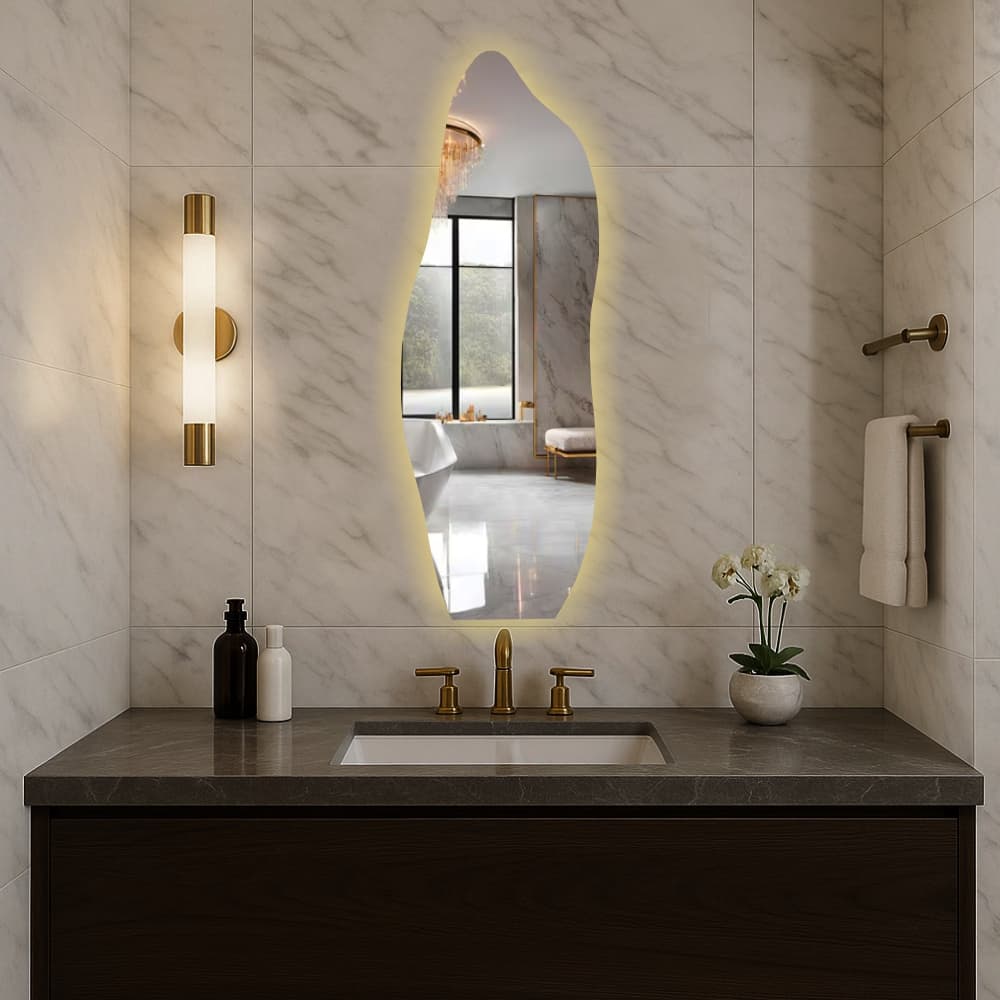 Espelho Led  Amarelo 110cm x 50cm Quarta Sala Quarto 110v 220v Luxo Lançamento