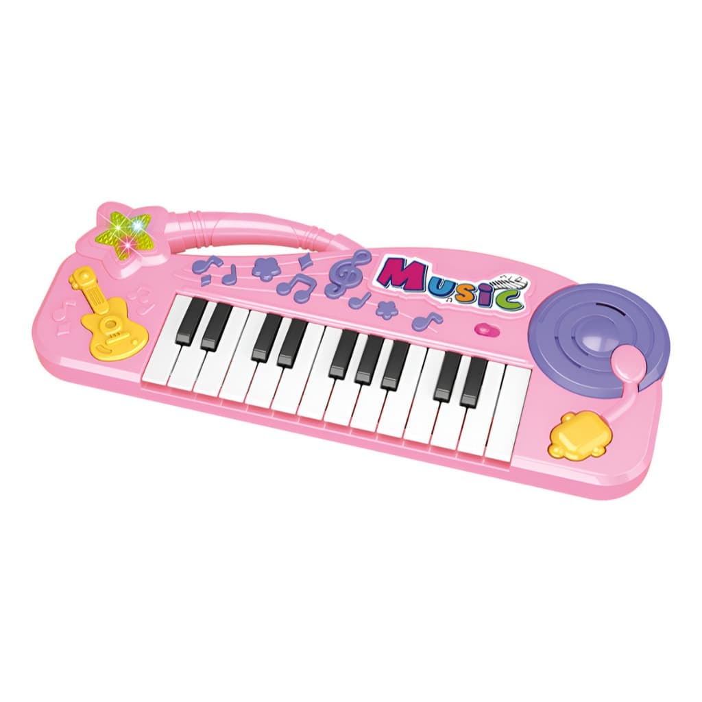 Brinquedo Teclado Divertido Rosa Infantil Som E Luz Dm Toys Rosa