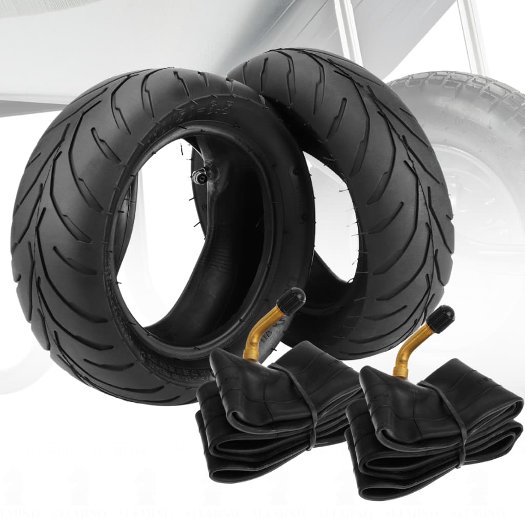 Kit Dois Pneu Reforçado + Câmara Para Carrinho de Mão/Carriola 3,25 x 8