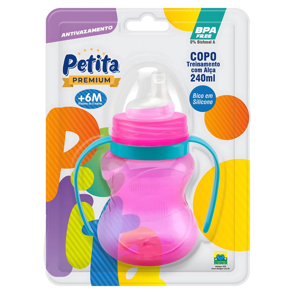 Copo de Treinamento com Relevo Alça e Bico de Silicone 240ml
