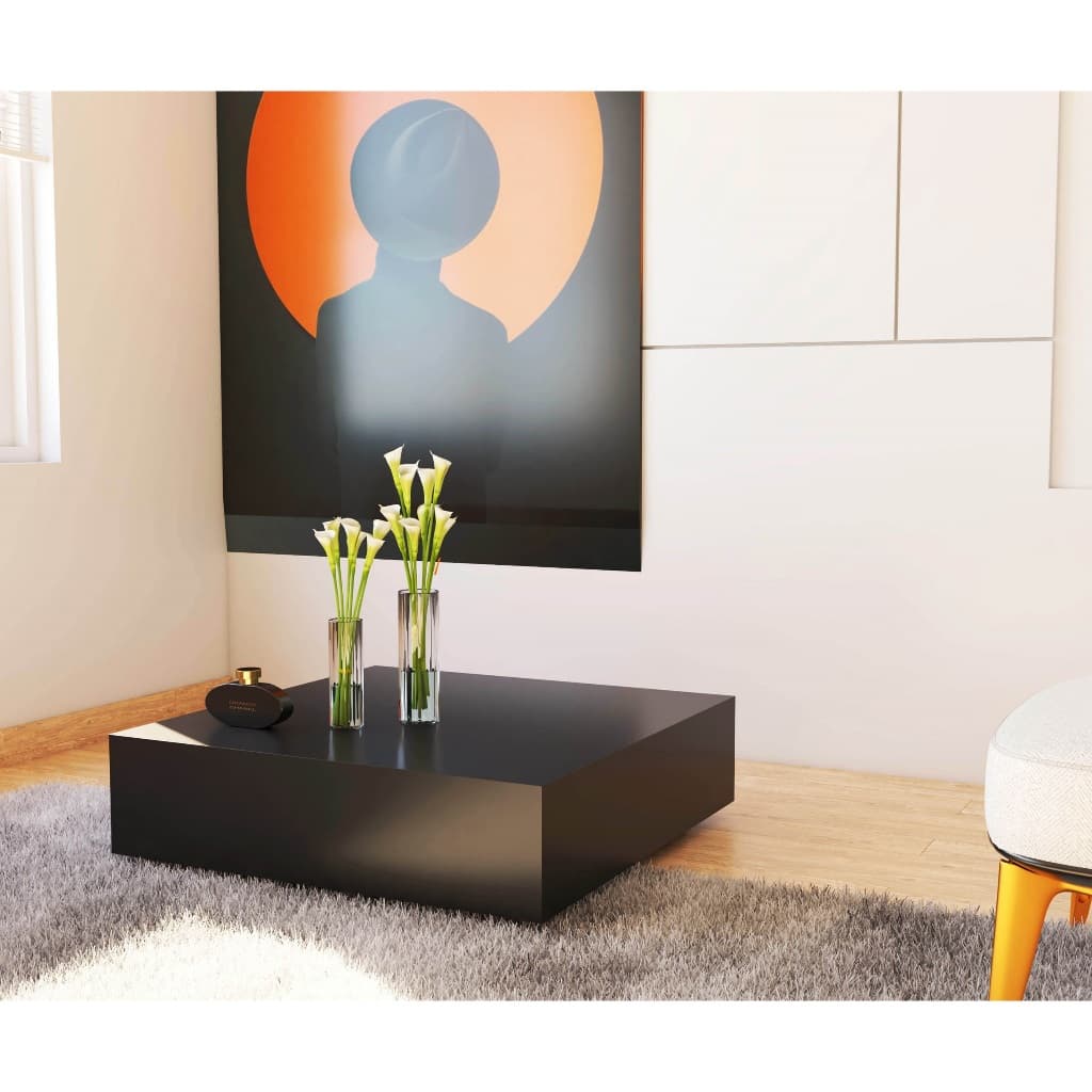 Mesa de Centro 60x60cm  Quadrada MDF Preta / Branca Laqueado Sala Casa Nova Decoração Aura