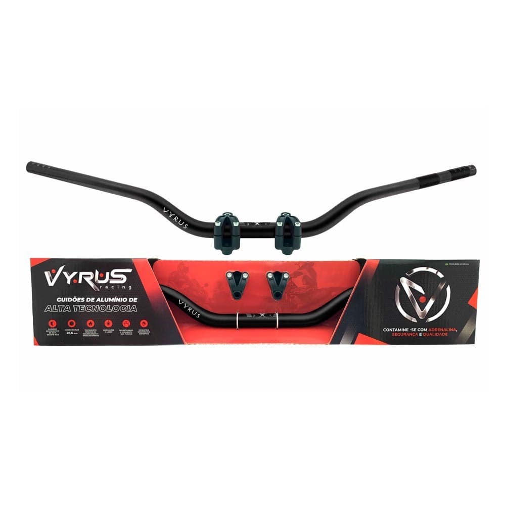Guidão Vyrus 28.5mm Fat Bar Alto com Adaptador