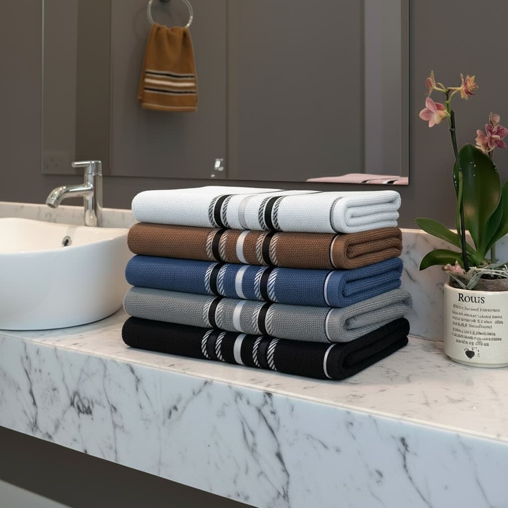 Kit 5 Toalha de Banho Banhão Gigante Macia 60x127cm Algodão Felpudo Bordado e Absorvente