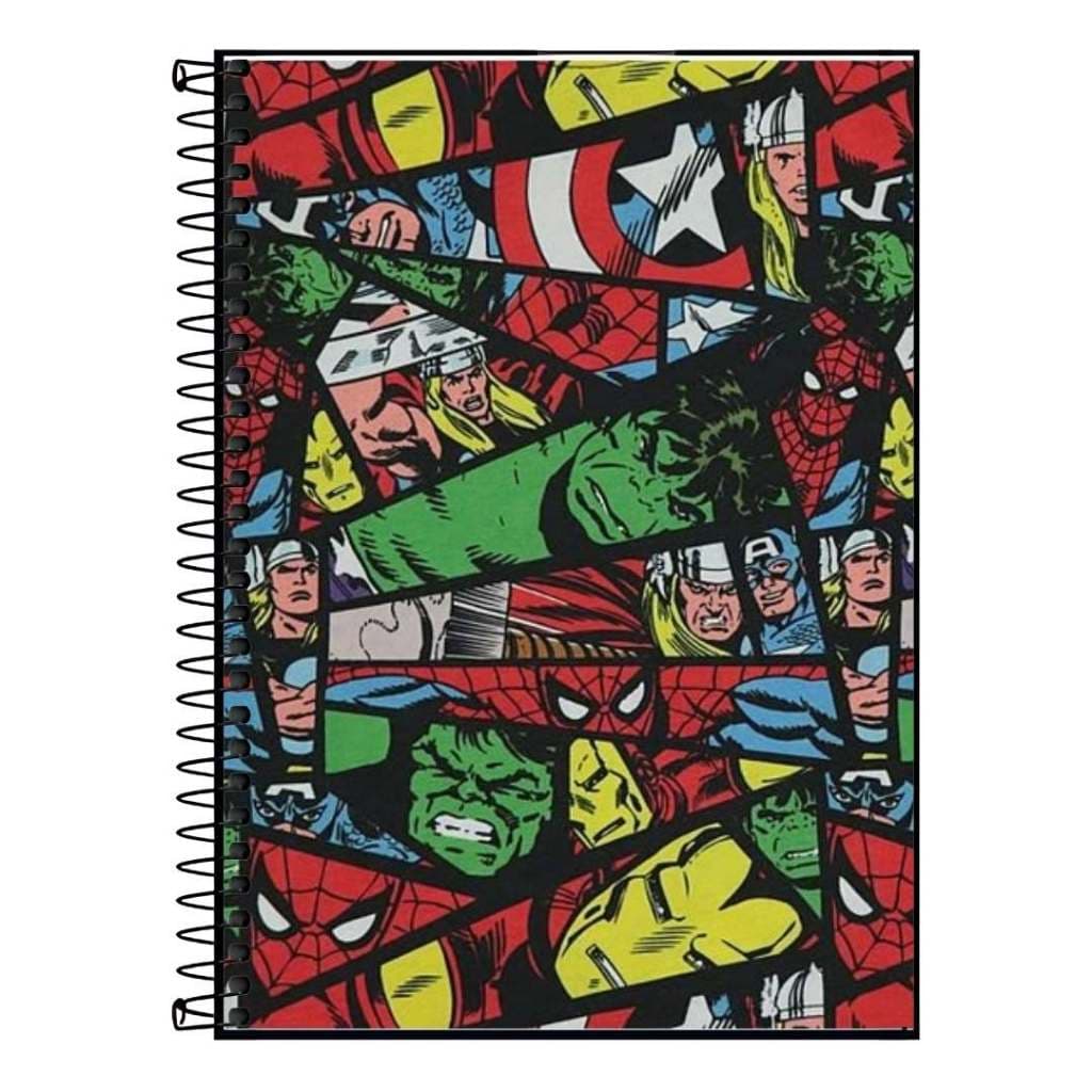 Caderno  vingadores , iron men, capitao america, hulk  | Capa Dura Premium | 1 a 20 Matérias, Escolar e Universitário