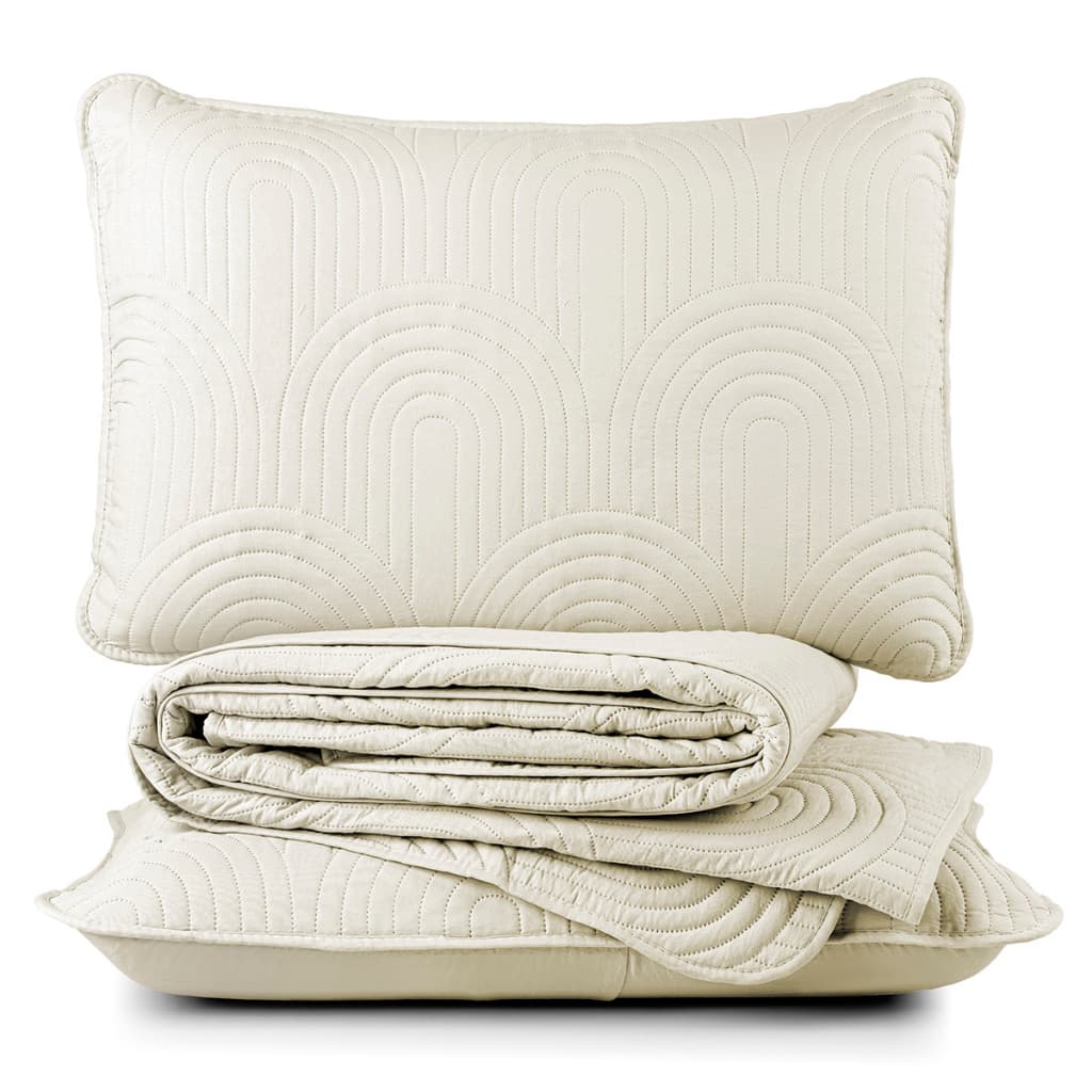Cobre Leito Casal | Queen | King Arcos 200 Fios Dupla Face 3 Peças - Enchimento Super Soft