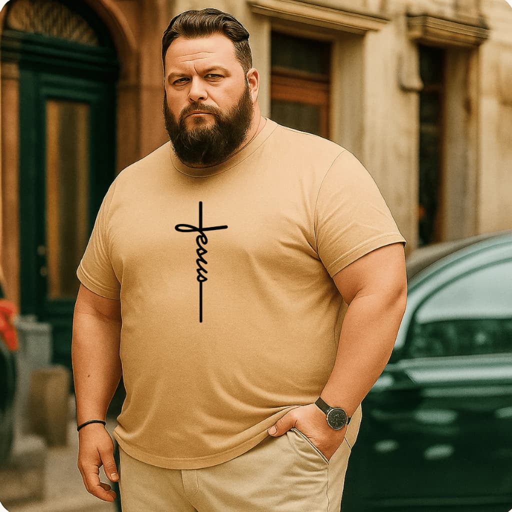 Camiseta Masculina Plus Size Verão Cristã Jesus Cruz 100% Algodão