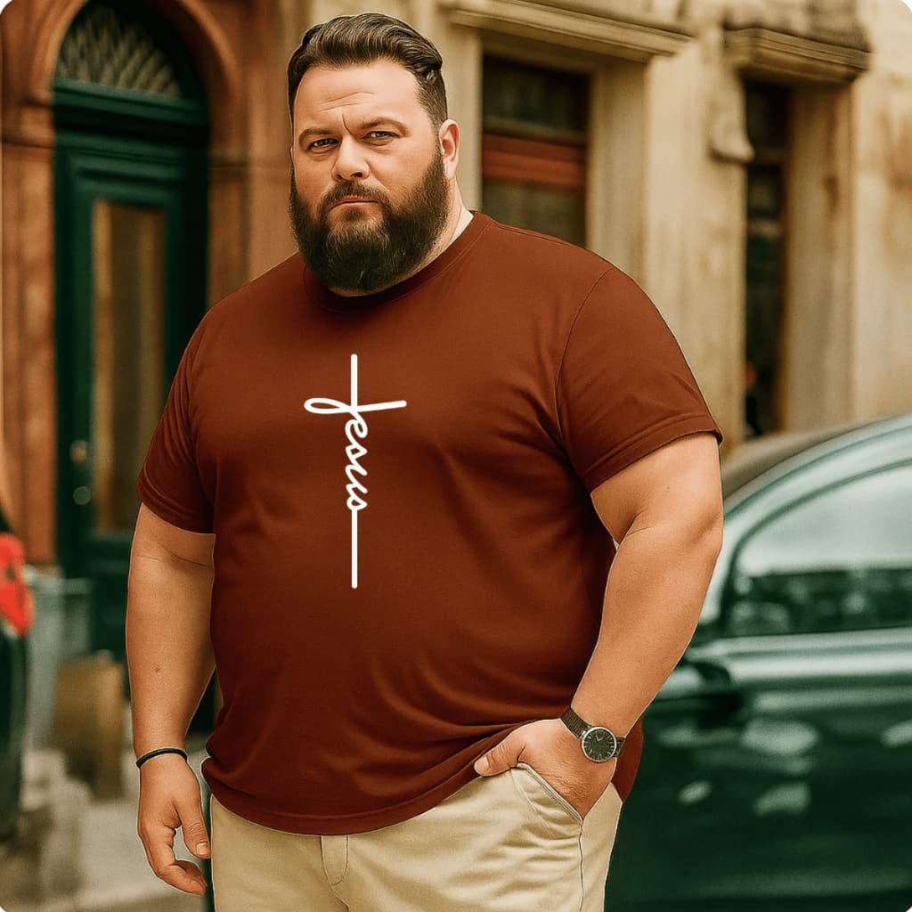 Camiseta Masculina Plus Size Verão Cristã Jesus Cruz 100% Algodão